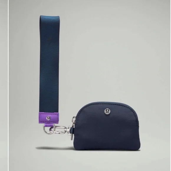 NWT Lululemon Athletica Dual Pouch Wristlet in True Navy / Atomic Purple Key & Card Holders